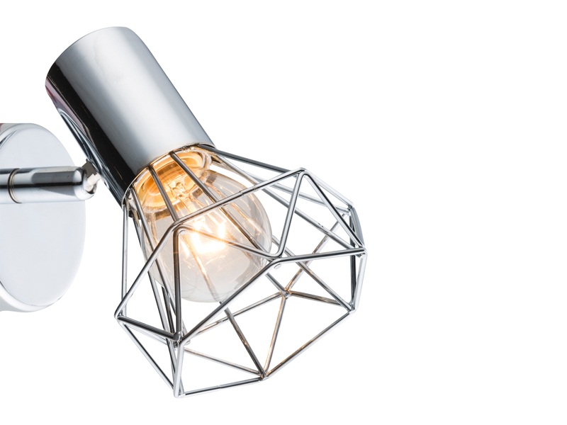 Industrial LED Wandstrahler Gitter Silber Chrom, 1-flammig