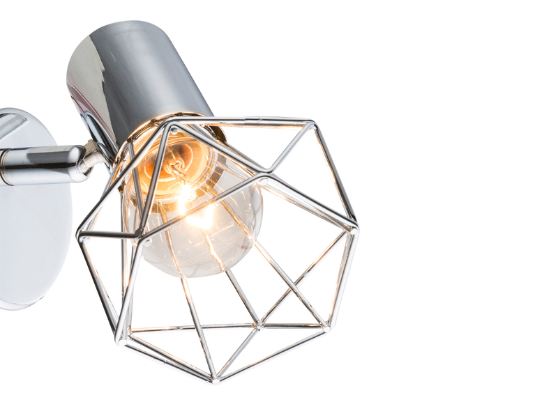 LED Wandstrahler Gitter Silber Chrom Industrial, Breite 10cm