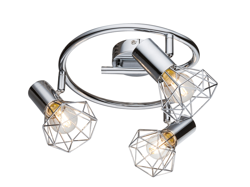 LED Deckenstrahler 3-flammig, Gitter Silber Chrom Industrial, Ø 25cm