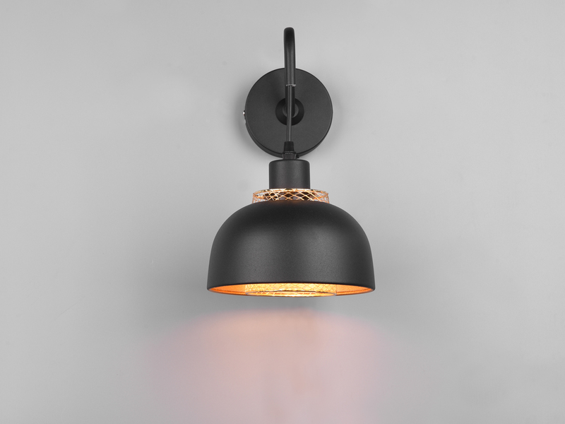 LED Wandleuchte mit Schalter und Stecker, Metall Schwarz Gold Höhe 30cm