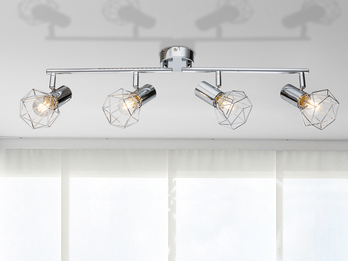 LED Deckenstrahler 4-flammig, Gitter Silber Chrom Industrial, Breite 60cm