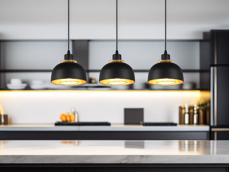 LED Pendelleuchte Metall Schwarz Gold mit Drahtgeflecht, Breite 68cm