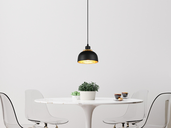 Pendelleuchte PUNCH 1-flammig Metall Schwarz Gold mit Drahtgeflecht, Ø 18cm