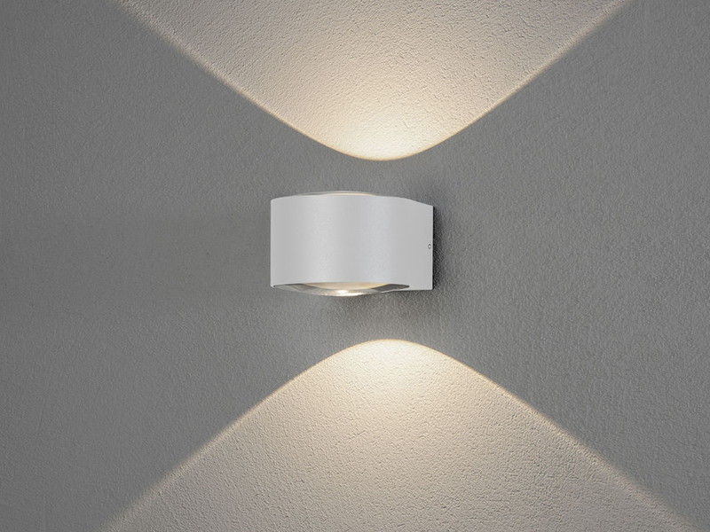 Kleine LED Up and Down Außenwandleuchte GELA in Weiß, Höhe 6,5cm