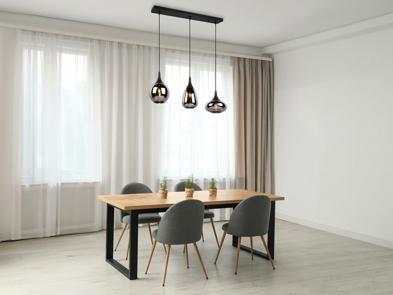 Pendelleuchte LUMINA 3-flammig Glas Chrom verspiegelt & Rauchglas Optik, B: 69cm