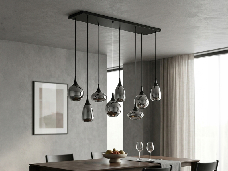 Pendelleuchte LUMINA 8-flammig Glas Chrom verspiegelt & Rauchglas Optik B: 121cm