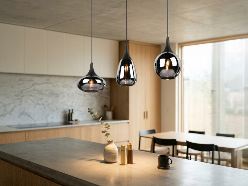 Pendelleuchte 3 flammig Glas Chrom in Rauchglas Optik mit E14 LED, Breite 69cm