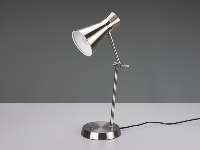 Schreibtischlampe ENZO Metallschirm in Silber, Gelenkarm Höhe 50cm