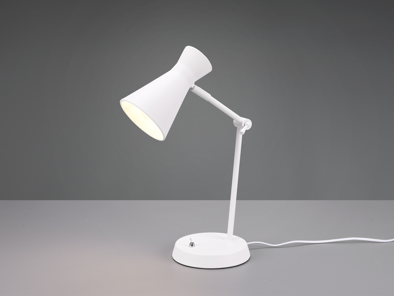 Schreibtischlampe ENZO Metallschirm in Weiß Gelenkarm Höhe 50cm