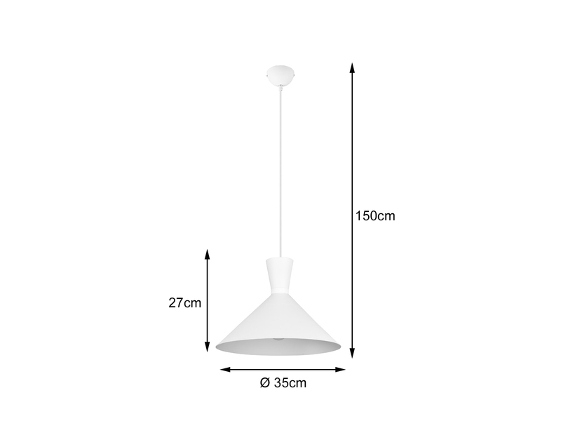 LED Pendelleuchte 1 flammig Metall Lampenschirm Weiß, Ø35cm