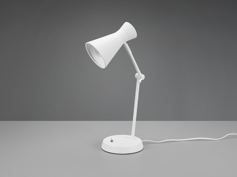 LED Schreibtischlampe mit Gelenkarm Metallschirm in Weiß Höhe 50cm