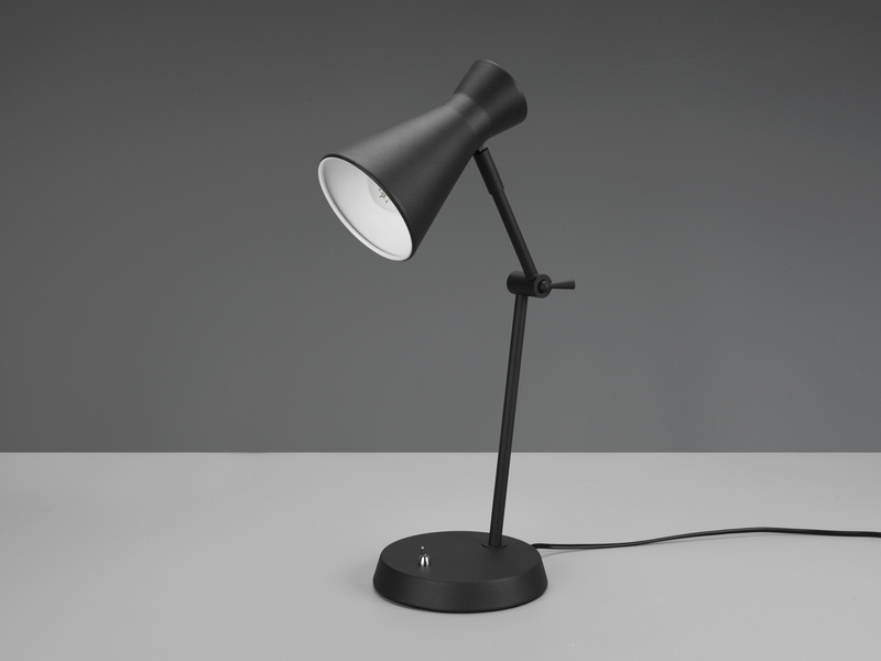 LED Schreibtischlampe mit Gelenkarm Metallschirm in Schwarz, Höhe 50cm