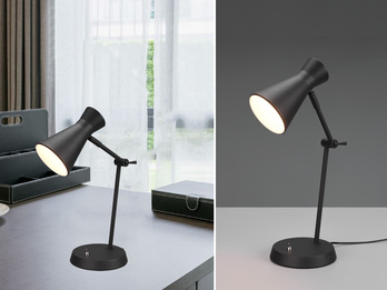 LED Schreibtischlampe mit Gelenkarm Metallschirm in Schwarz, Höhe 50cm