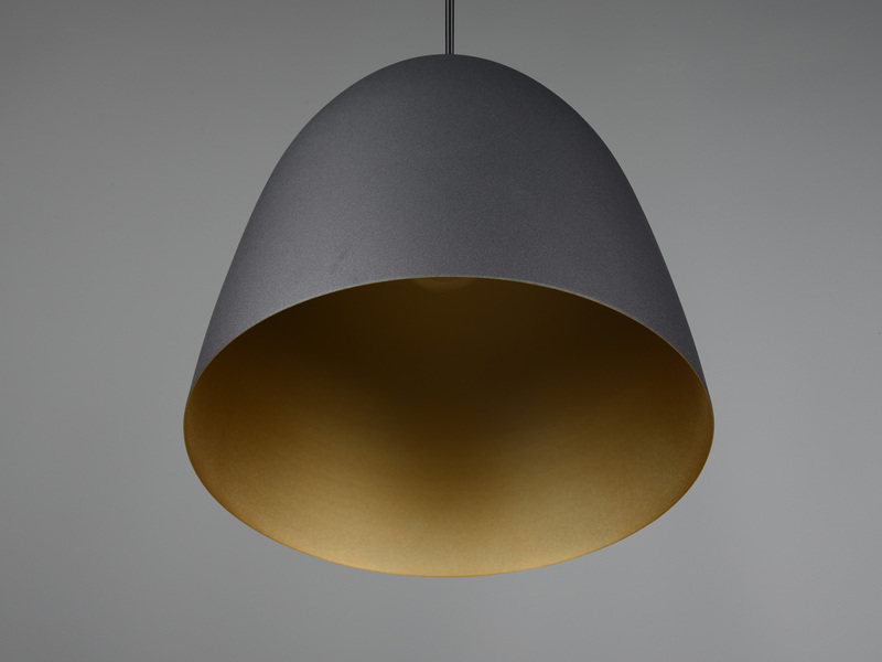 LED Pendelleuchte einflammig, Metall Schwarz innen Gold, rund Ø 25cm