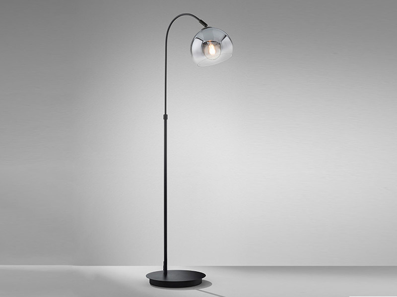 Bogenlampe Schwarz mit Rauchglas & Deko LED - höhenverstellbar 105-140cm
