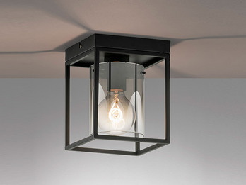 Deckenleuchte SAMU 1-flammig Schwarz mit Rauchglas, Quadrat 16cm