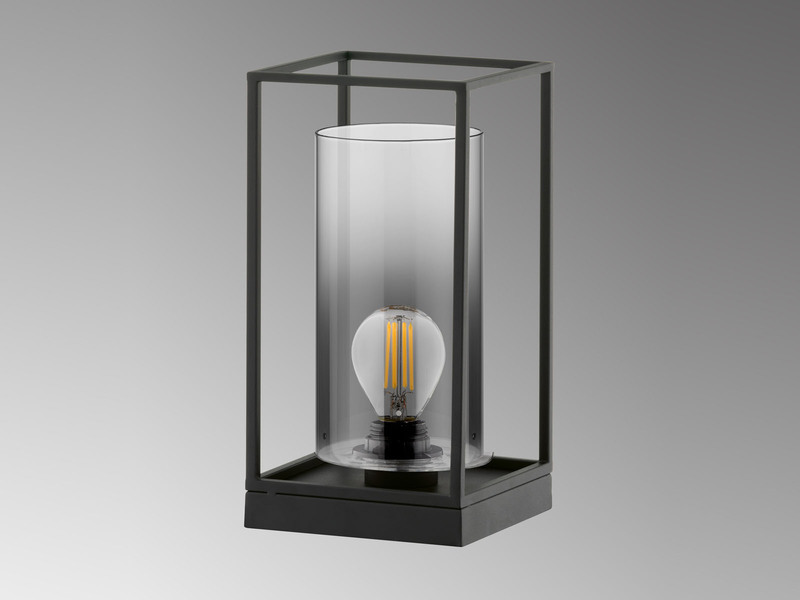 Kleine Tischlampe SAMU Schwarz mit Rauchglas - Höhe 30cm