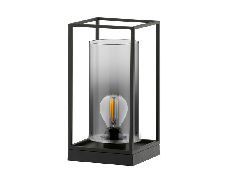 Tischlampe SAMU Schwarz mit Rauchglas, Höhe 30cm