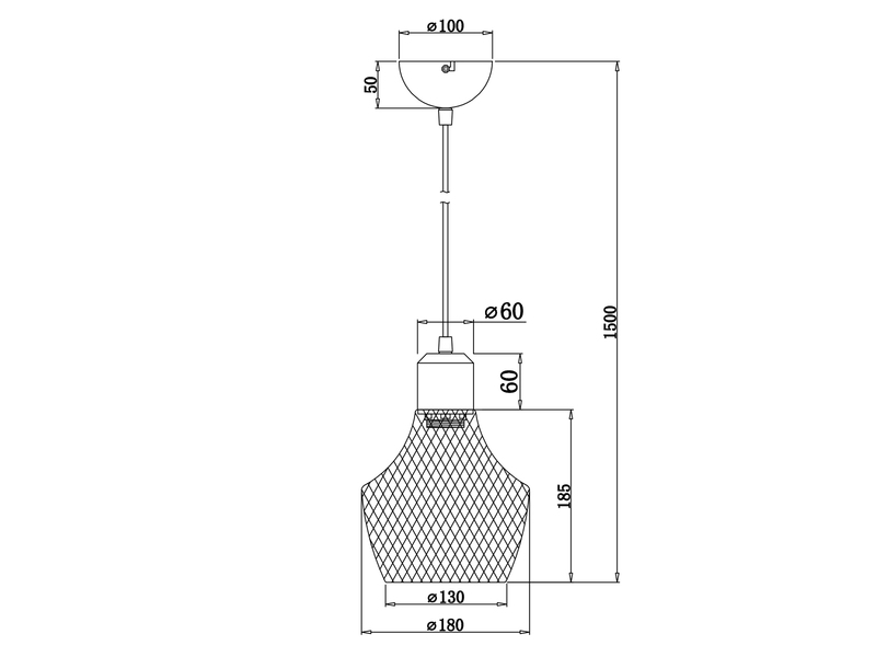 Vintage Pendelleuchte VALERIA Lampenschirm Drahtgeflecht Schwarz Ø 18cm