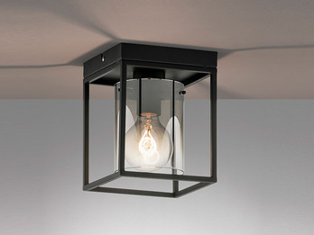 Deckenlampe 1flammig 16x16cm Schwarz mit Rauchglas & LED dimmbar