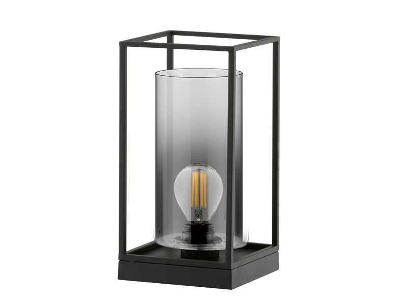 Kleine Tischlampe Schwarz mit Rauchglas & LED dimmbar - Höhe 30cm