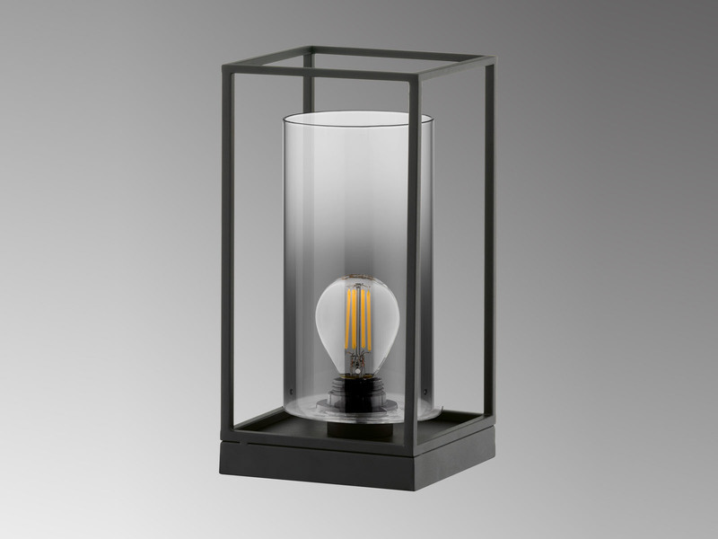 Tischlampe Schwarz mit Rauchglas & LED dimmbar, Höhe 30cm