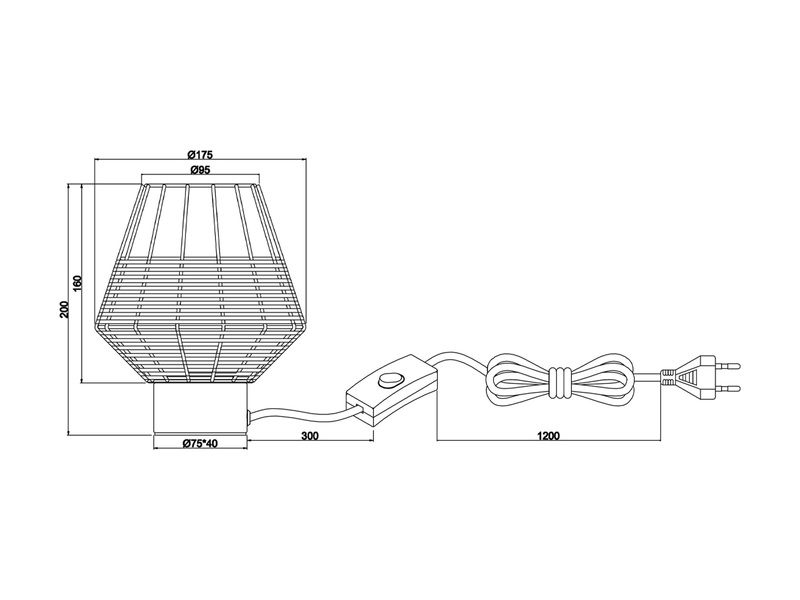 LED Tischleuchte Rattan Geflecht Natur und Gitter im Boho Stil Ø 18cm