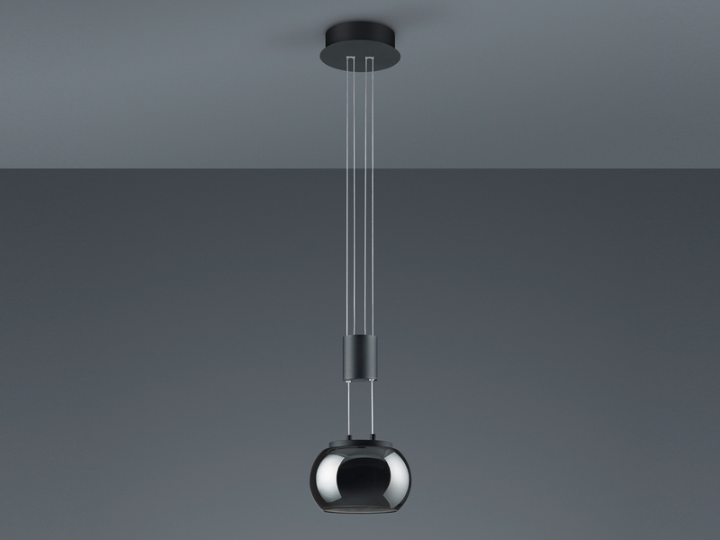 LED Pendelleuchte MADISON 1 flammig höhenverstellbar mit Chrom Rauchglas, Ø18cm