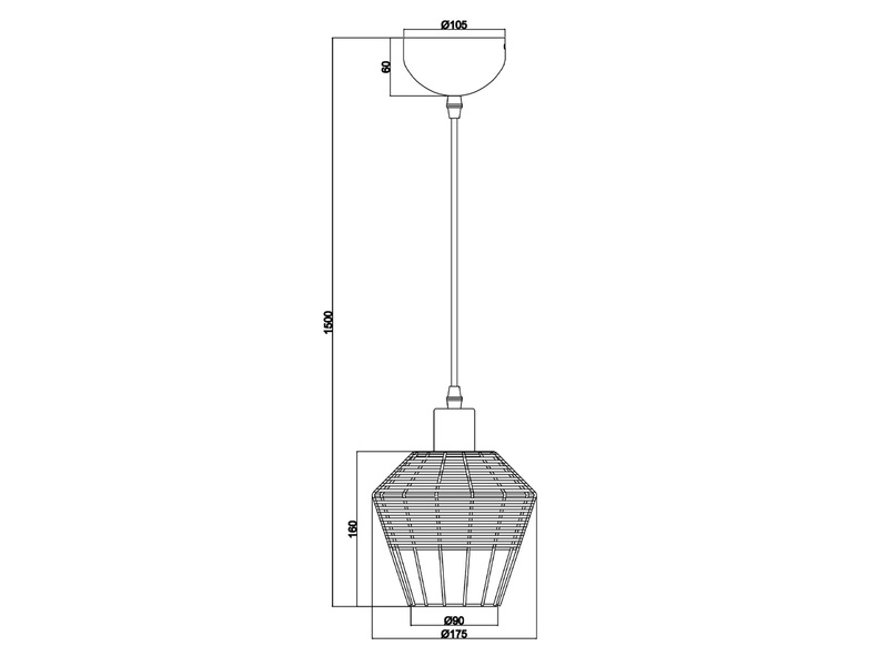 LED Pendelleuchte mit Rattan Geflecht Natur und Gitter im Boho Stil Ø 18cm