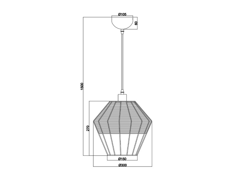 LED Pendelleuchte mit Rattan Geflecht Natur und Gitter im Boho Stil Ø 30cm