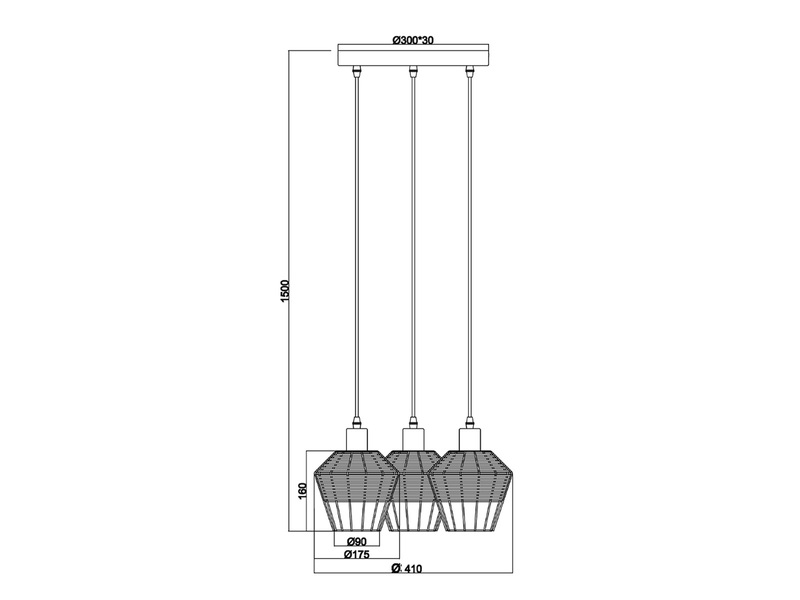 LED Pendelleuchte mit Rattan Geflecht Natur und Gitter im Boho Stil Ø 41cm