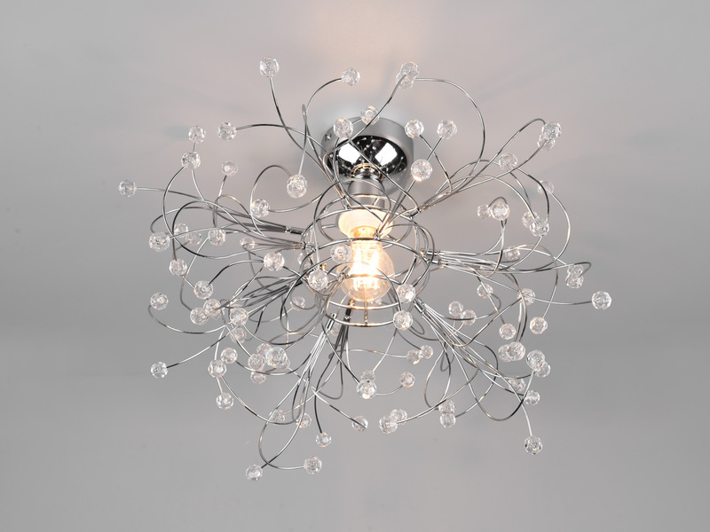 Ausgefallene Deckenleuchte GLORIA Chrom mit Acryl Kristall Ø 52cm