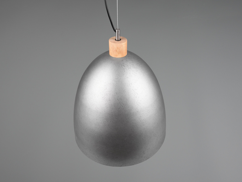 Pendelleuchte JAGGER Lampenschirm Metall/Holz Silber Antik Ø40cm