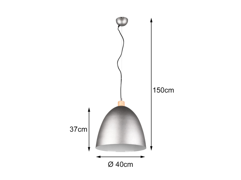LED Pendelleuchte Lampenschirm Metall/Holz Silber Antik dimmbar Ø40cm