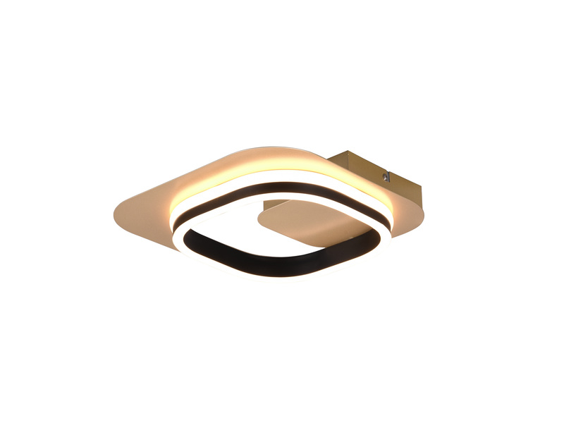 LED Designer Wandleuchte LUGO in Gold mit Schwarz dimmbar, Höhe 29cm