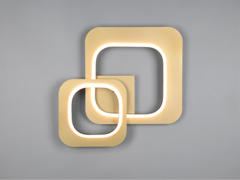 LED Große Designer Deckenleuchte LUGO in Gold mit Schwarz dimmbar, Breite 52cm