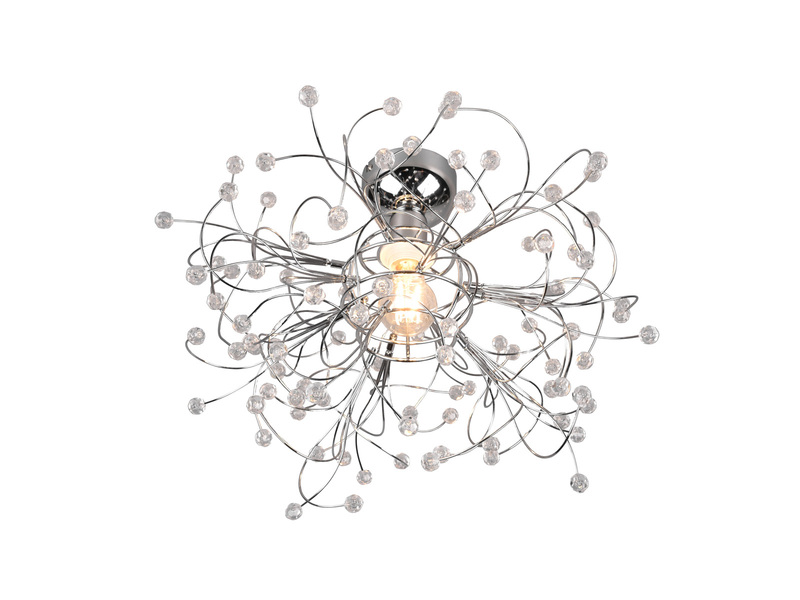 Ausgefallene LED Deckenleuchte Silber Chrom mit Acryl Kristall Ø 52cm