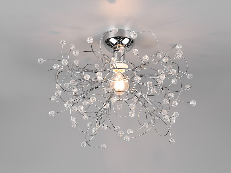 Ausgefallene LED Deckenleuchte Silber Chrom mit Acryl Kristall Ø 52cm