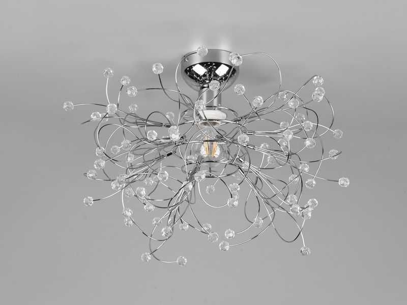 Ausgefallene LED Deckenleuchte Silber Chrom mit Acryl Kristall Ø 52cm