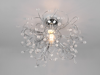 Ausgefallene LED Deckenleuchte Silber Chrom mit Acryl Kristall Ø 52cm