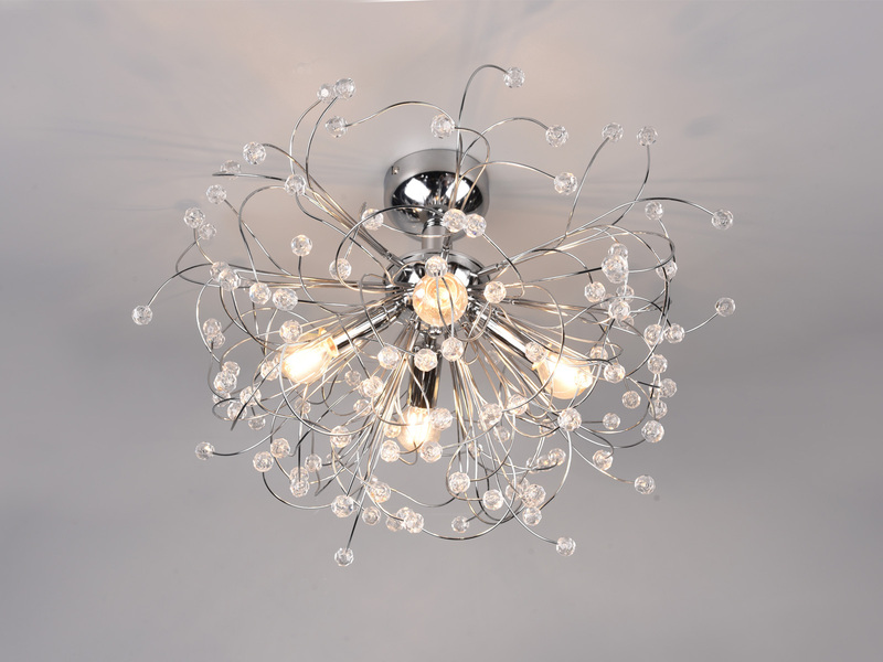 LED Deckenleuchte Chrom mit Applikationen im Florentiner Stil - Ø 55cm