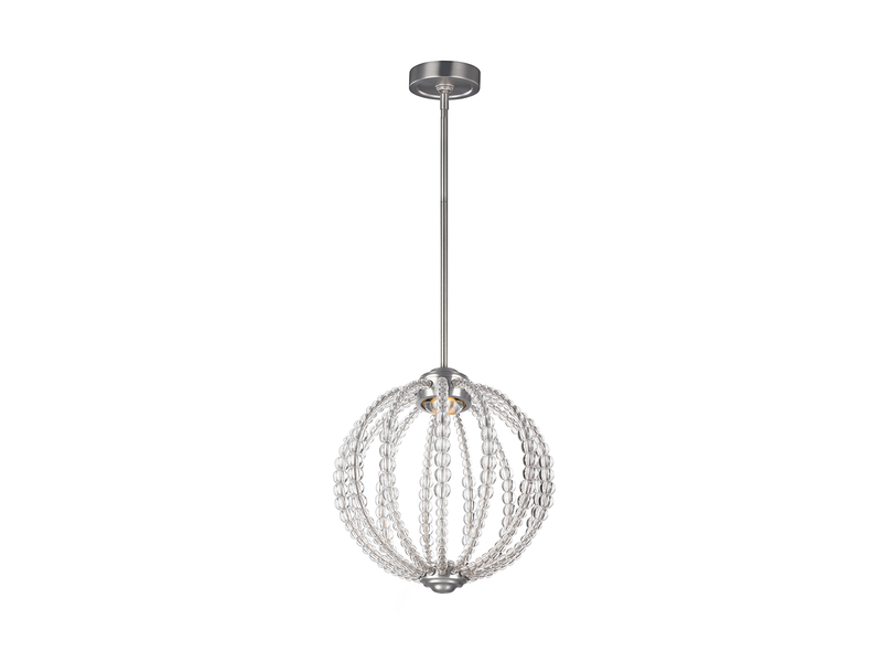 LED Designer Pendelleuchte OBERLIN Kugel mit Perlen aus Kristallglas, Ø 35cm
