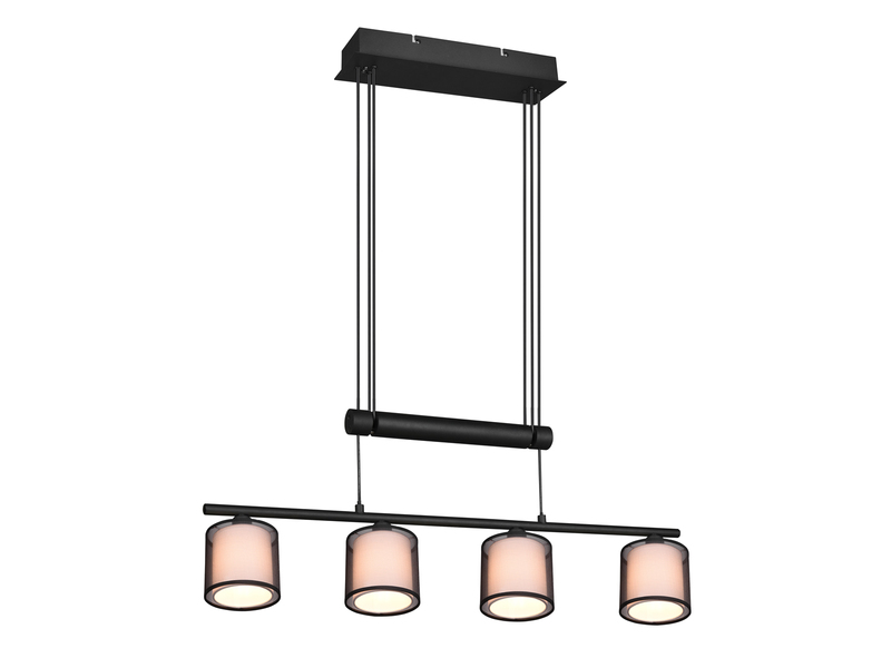 Pendelleuchte BURTON höhenverstellbar 4-flammig Stoff Organza, Breite 82,5cm