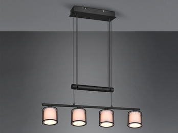 Pendelleuchte BURTON höhenverstellbar 4-flammig Stoff Organza, Breite 82,5cm