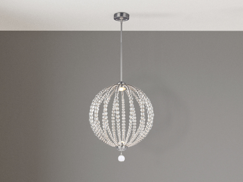LED Designer Pendelleuchte Groß OBERLIN Kugel mit Perlen aus Kristallglas Ø 50cm