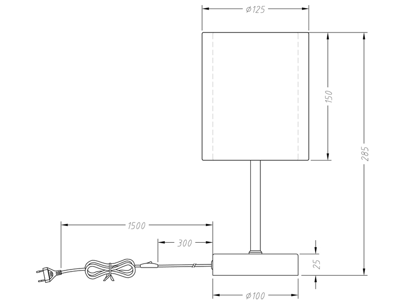 Tischleuchte BURTON Stoff Organza transparent Schwarz innen Weiß, 28cm