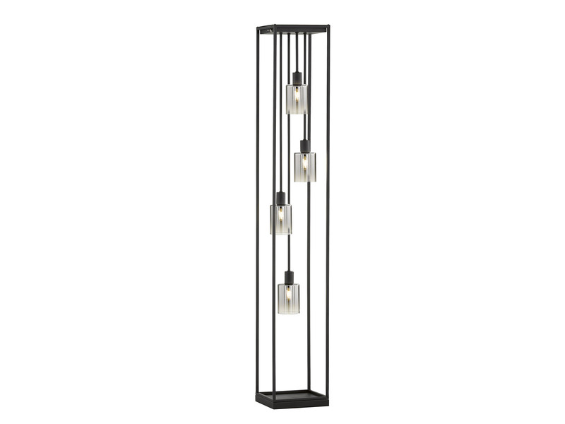 Stehlampe ISKA mehrflammig Schwarz mit Rauchglas - Höhe 142,5cm