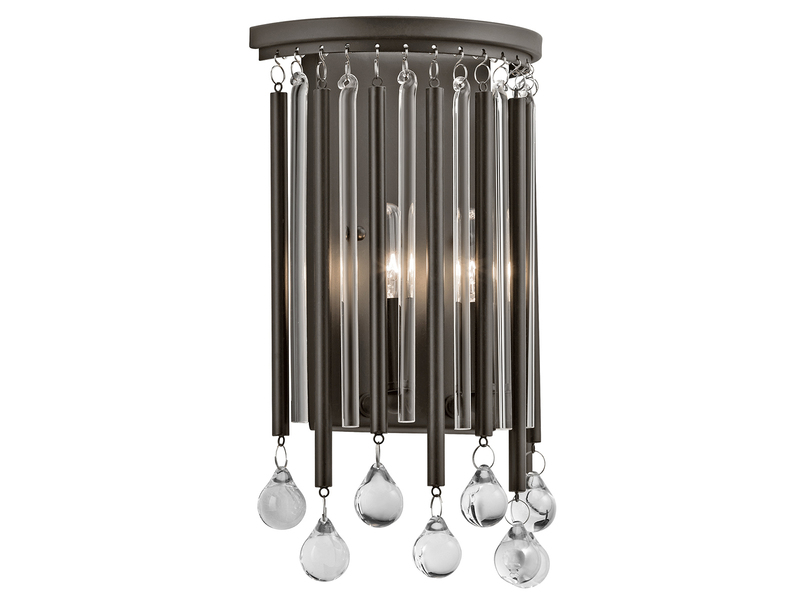 Elegante Wandleuchte PIPER mit filigranem Kristallglas Braun Höhe 31cm