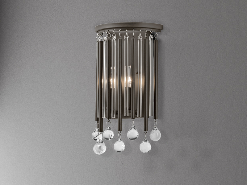 Elegante Wandleuchte PIPER mit filigranem Kristallglas Braun Höhe 31cm