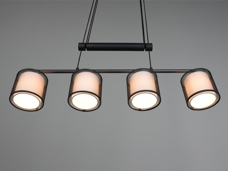 LED Pendelleuchte höhenverstellbar 4-flammig Stoff Organza, Breite 82,5cm